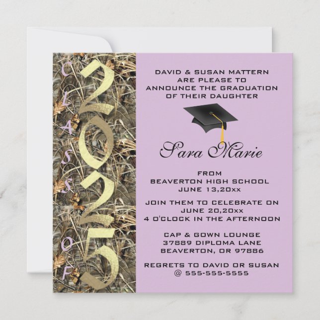 Cute Classic Country Camo 2025 Graduation Invite (Front)