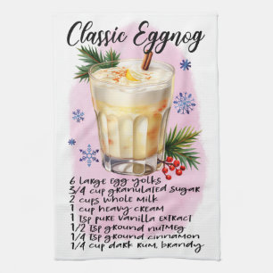 Cute Classic Eggnog Christmas Drink Recipe Kitchen Towel