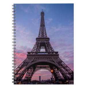 Cute Classic Eiffel Tower Purple and Pink Sky Notebook