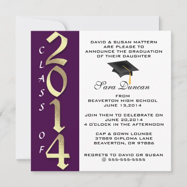 Cute Classic Elegant 2014 Graduation Invitation (Front)