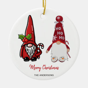 Cute Classic  Gnomes Custom Christmas Ceramic Ornament
