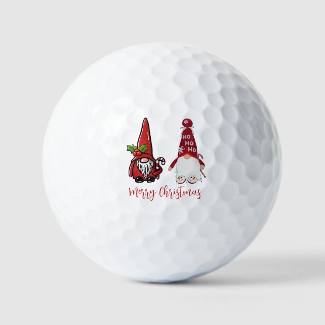 Cute Classic  Gnomes Custom Christmas Golf Balls (Front)