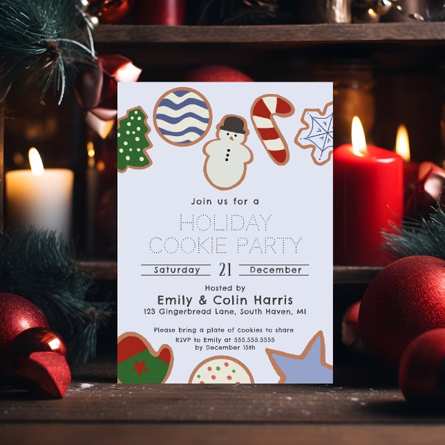 Cute Classic Hand Drawn Christmas Cookie Party Invitation (Creator Uploaded)