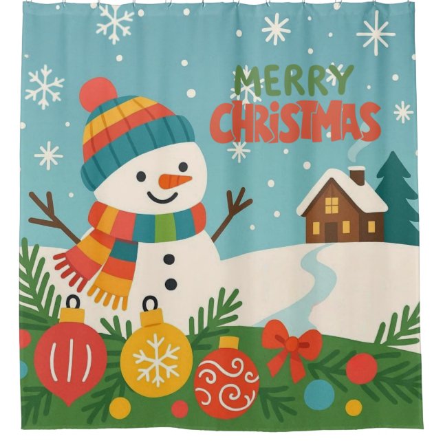 Cute, classic Merry Christmas snowman (Front)