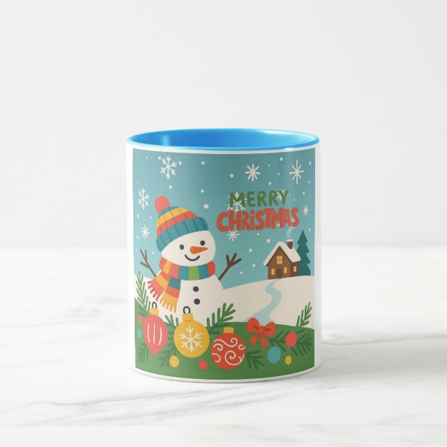 Cute, classic Merry Christmas snowman Mug (Center)