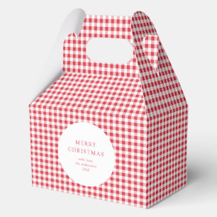 Cute Classic Red Gingham Holiday Custom Cookie Favor Box