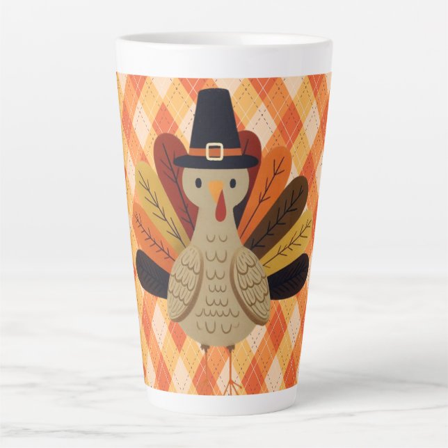 Cute, classic/vintage Thanksgiving Turkey Latte Mug (Front)