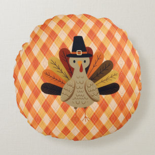 Cute, classic/vintage Thanksgiving Turkey Round Pillow