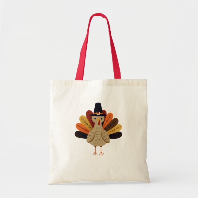 Cute, classic/vintage Thanksgiving Turkey Tote Bag (Front)