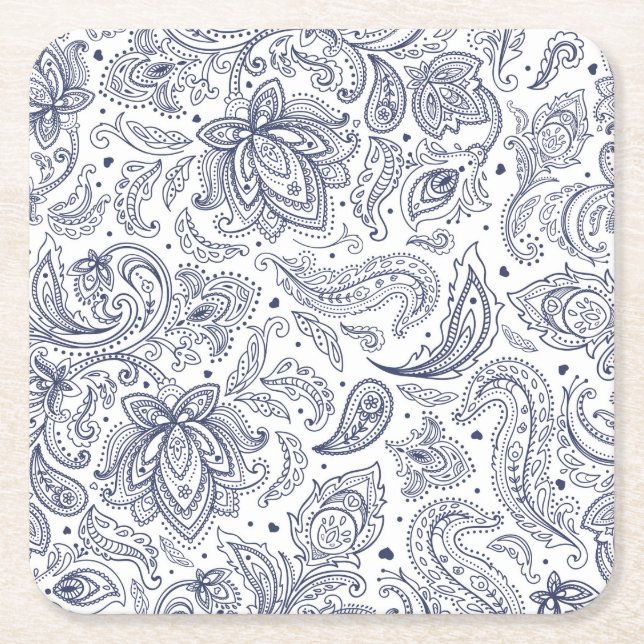 Cute classical flowers patterns square paper coaster (Front)