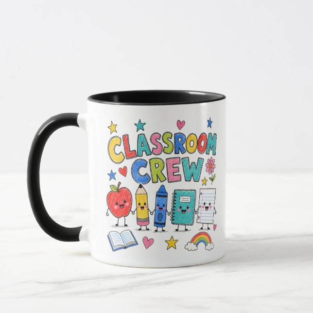 Cute Classroom Crew Teacher Classroom Decor Mug (Left)