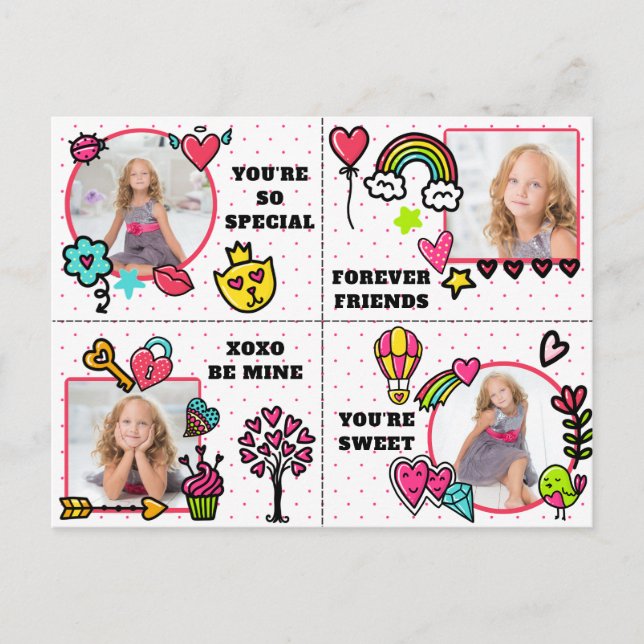 Cute Classroom Valentine's Day Custom Photo Cards (Front)