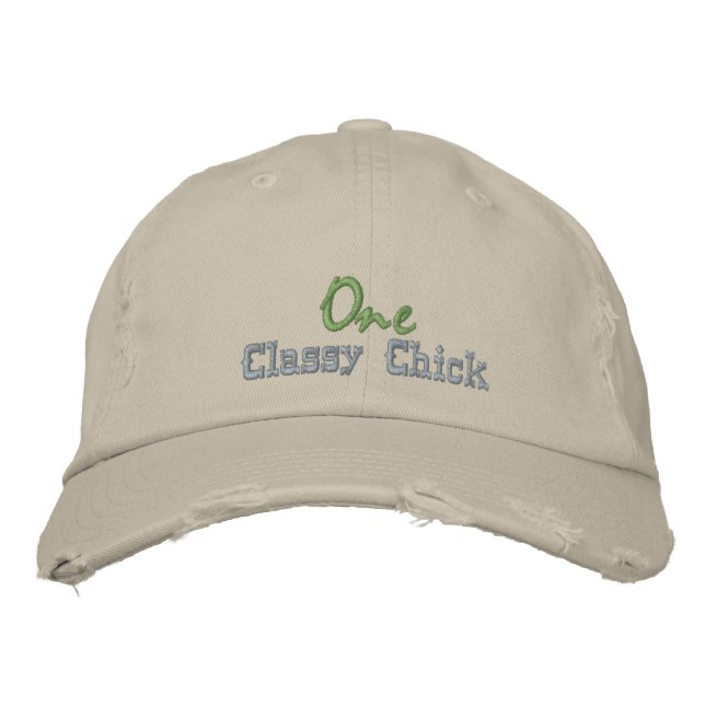 Cute Classy Chick Quote Rustic Stone Beige Purple Embroidered Hat (Front)