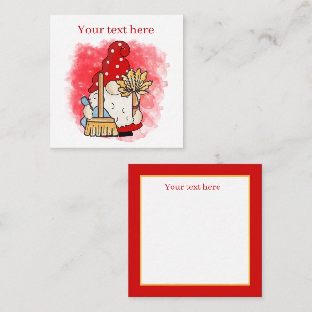 cute cleaning business add text gnome card (Front/Back)