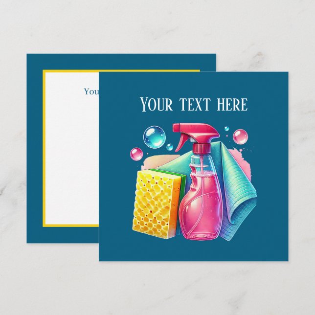 Cute cleaning business customizable Flat card (Front/Back)
