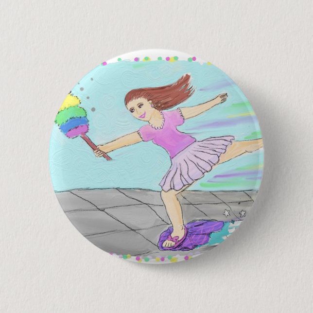 Cute Cleaning Lady 2 Inch Round Button (Front)