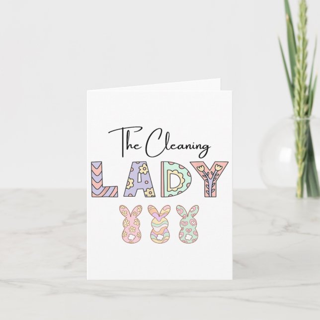 Cute Cleaning Lady - Easter  Card (Front)
