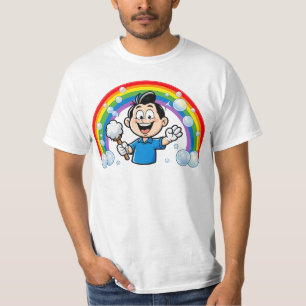 Cute Cleaning Mascot Rainbow Cartoon Design Art T-Shirt
