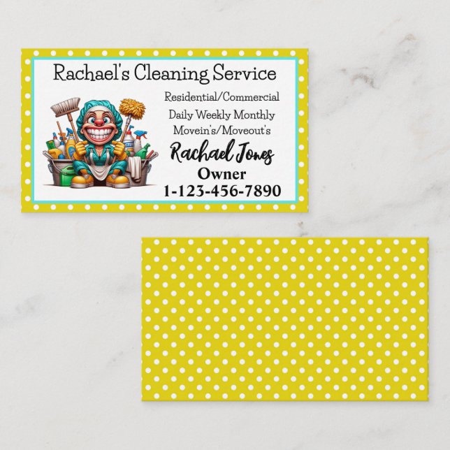 Cute Cleaning Service Business Card (Front/Back)