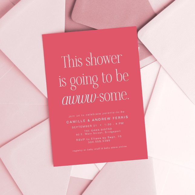 Cute clever awesome pink baby shower invitation (Creator Uploaded)