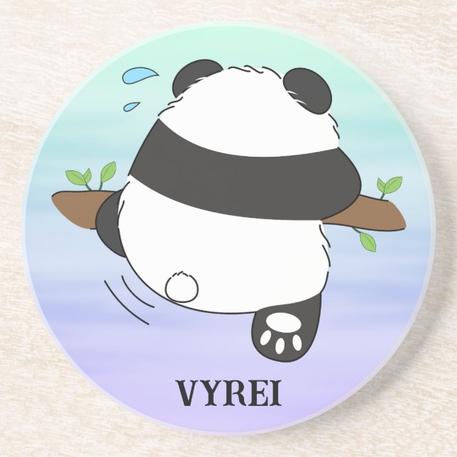 Cute Climbing Panda Double Side Front Back Coaster (Front)