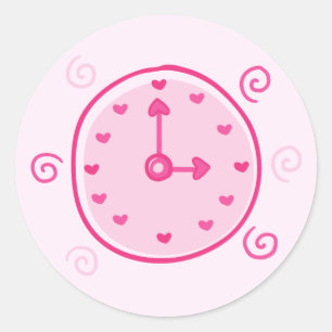 Cute Clock and Spirals Classic Round Sticker