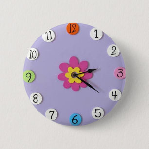 Cute Clock Style Kids Buttons - "Daisy"