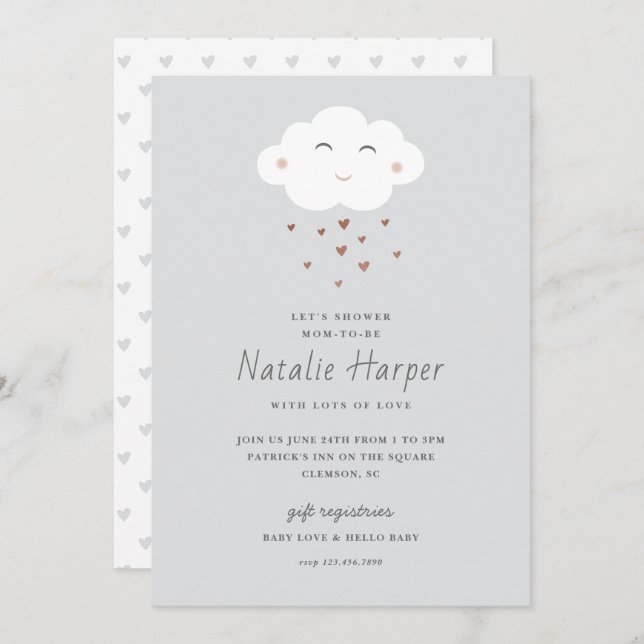 Cute Cloud Baby Shower Invitation (Front/Back)