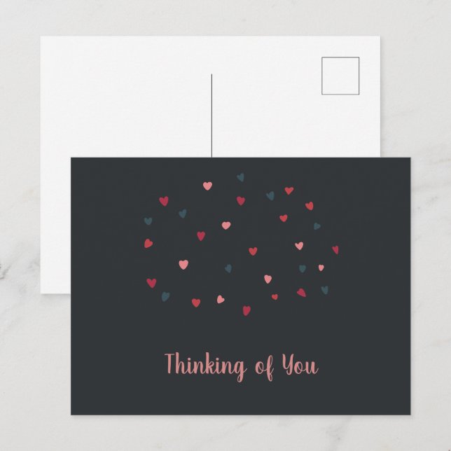 Cute Cloud of Colourful Hearts on Dark Postcard (Front/Back)