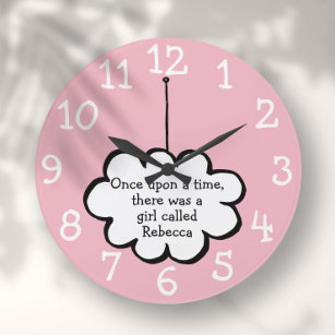Cute Cloud on a String Fun Personalized Pink Large Clock