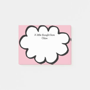 Cute Cloud Personalized Name Message Pink Post-it Notes
