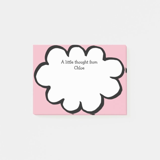 Cute Cloud Personalized Name Message Pink Post-it Notes (Front)