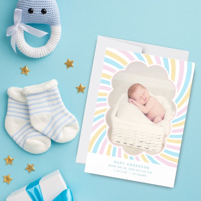 Cute Cloud Unisex Baby Photo Faire-part de naissan (Créateur téléchargé)