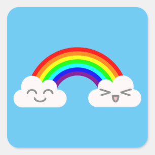 Cute Clouds and a Rainbow Square Sticker