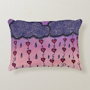 Cute clouds and hearts art accent pillow
