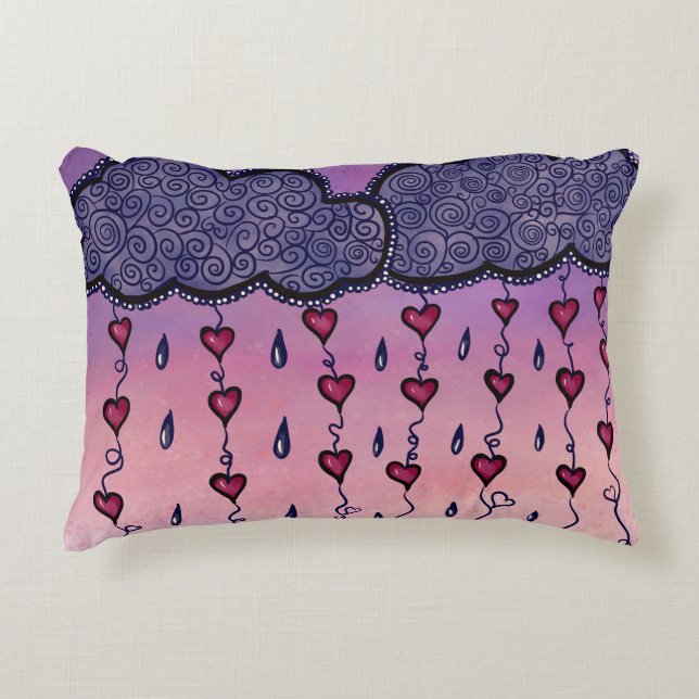 Cute clouds and hearts art accent pillow (Front)