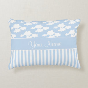 Cute Clouds and Stripes Decorative Pillow