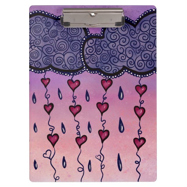 Cute clouds, hearts and raindrops clipboard (Front)