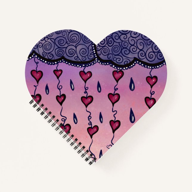 Cute clouds, hearts and raindrops notebook (Front)