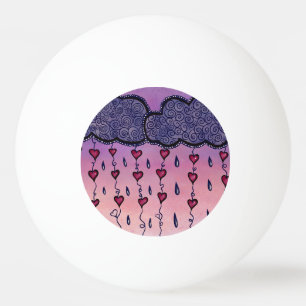 Cute clouds, hearts and raindrops ping pong ball