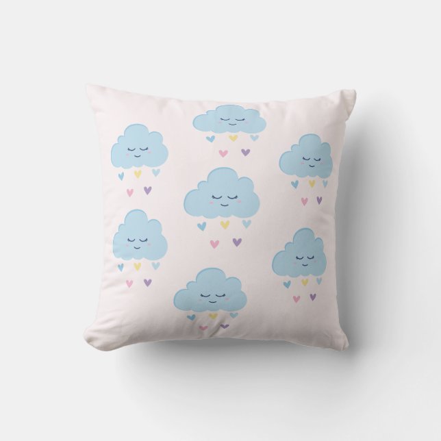 Cute Clouds Nursery Throw Pillow (Front)