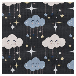 Cute Clouds on Dark Fabric By The Yard Fat Quarter