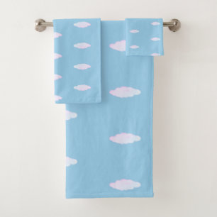 Cute Clouds on Turquoise Bath Towel Set