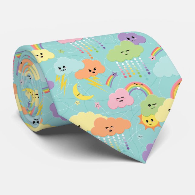 Cute Clouds Tie (Rolled)