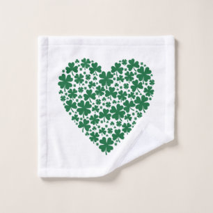 Cute Clover Shamrock Hearts St. Patrick's Day Gift Wash Cloth
