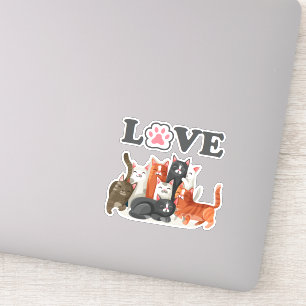 Cute Clowder of Cats Illustration with LOVE
