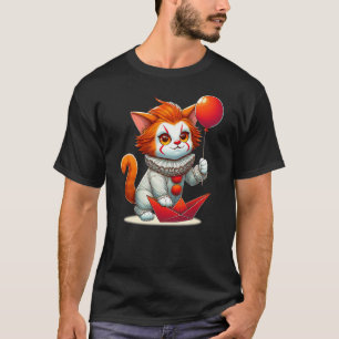 Cute Clown Cat Funny Halloween Cat Lover Party T-Shirt
