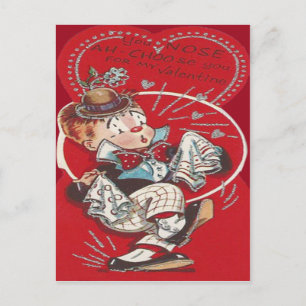Cute Clown Flower Sneeze Heart Valentine Holiday Postcard