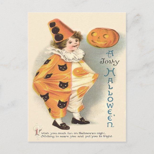 Cute Clown Jack O Lantern Pumpkin Postcard (Front)