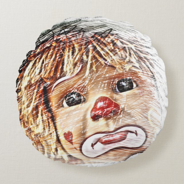 Cute Clown Round Pillow (Front)